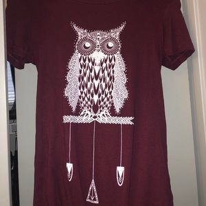 A.Lab Maroon Owl Tee- Size M.